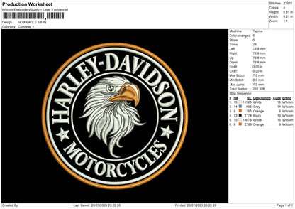 Hdm Eagle Embroidery File 6 sizes
