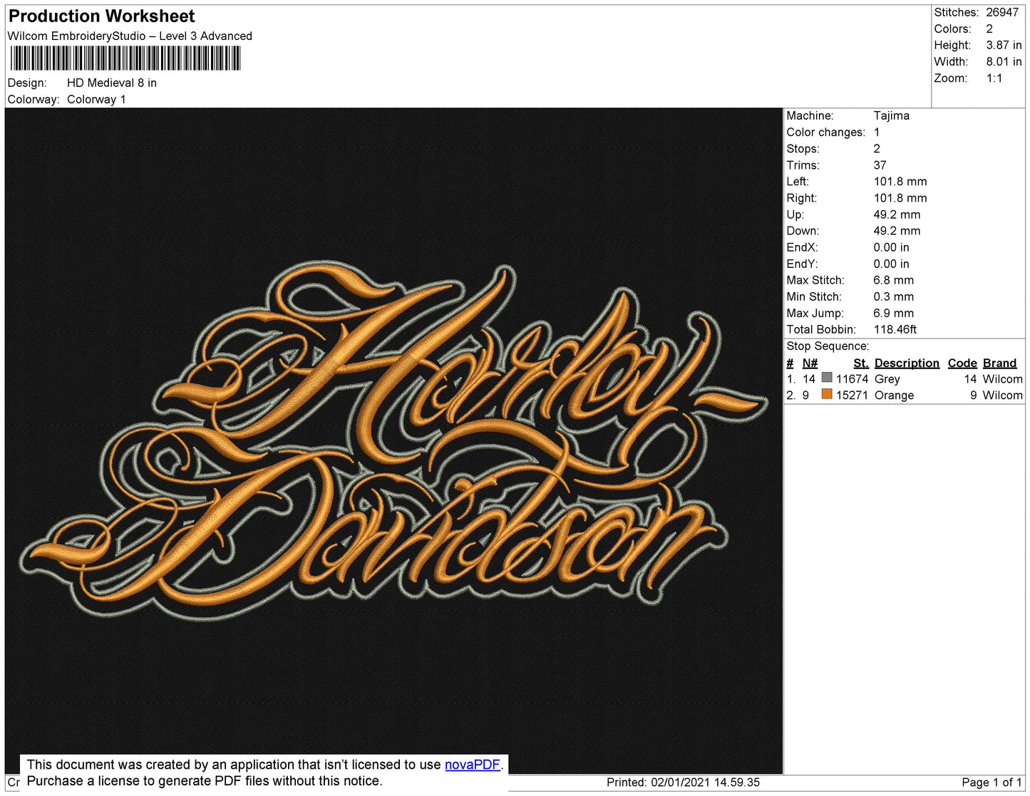 Harley Davidson Medival Embroidery File 7 size