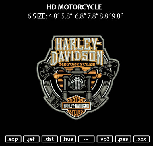 Hd Motorcycle Embroidery File 6 sizes