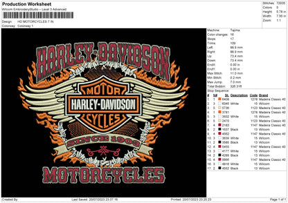 Hd Motorcycles Big Sizes Embroidery File 6 sizes