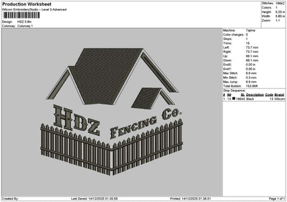 Hdztext Embroidery File 6 sizes