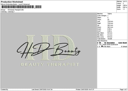 Beautytext 2307 Embroidery File 6 sizes