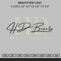 Beautytext 2307 Embroidery File 6 sizes