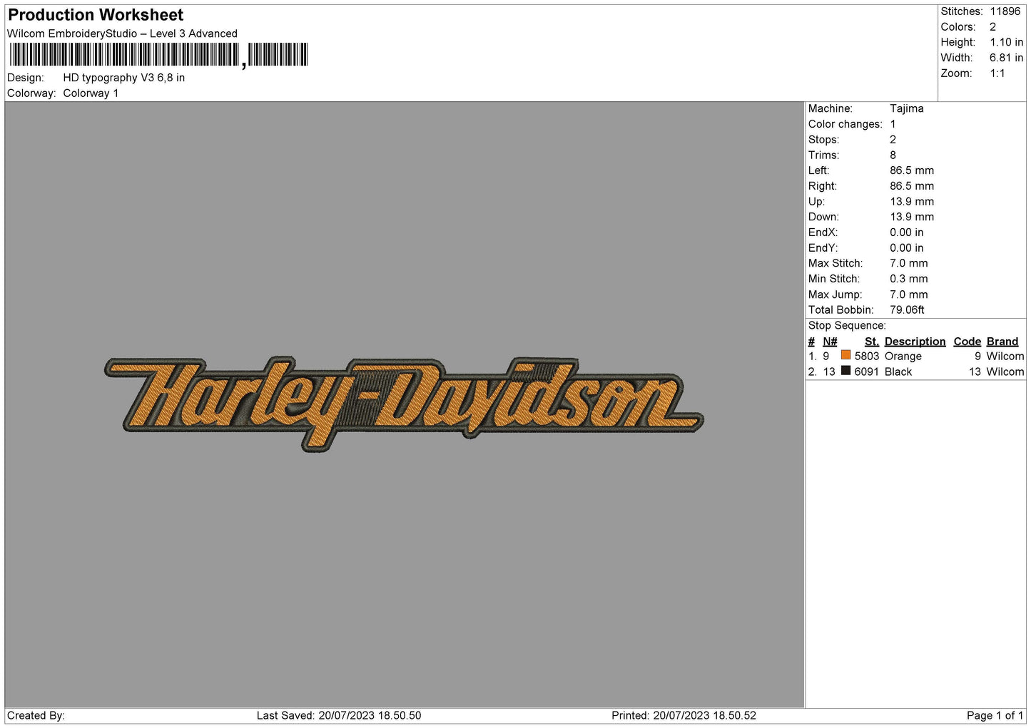 HD Typography V3 Embroidery File 6 sizes