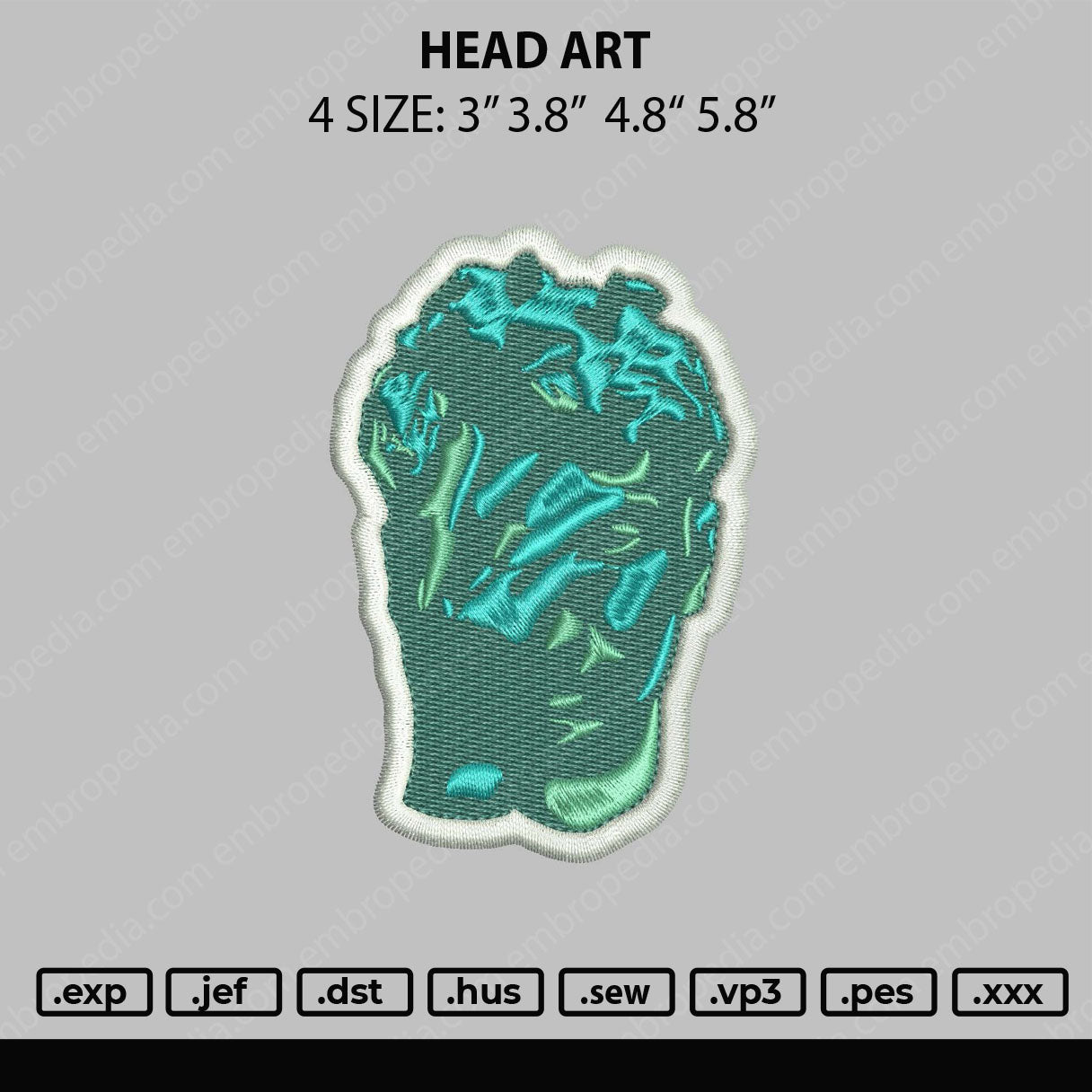 Head Art Embroidery File 4 size