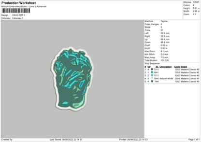 Head Art Embroidery File 4 size