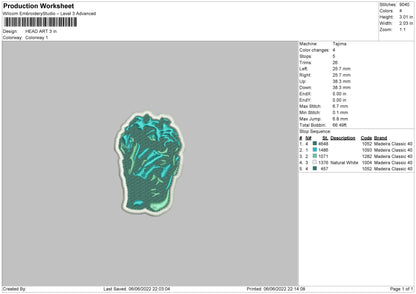 Head Art Embroidery File 4 size