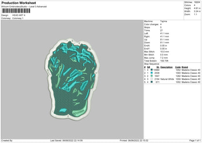 Head Art Embroidery File 4 size