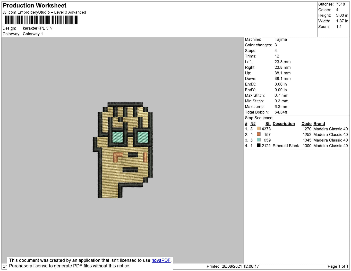 Head Character Embroidery File 4 size