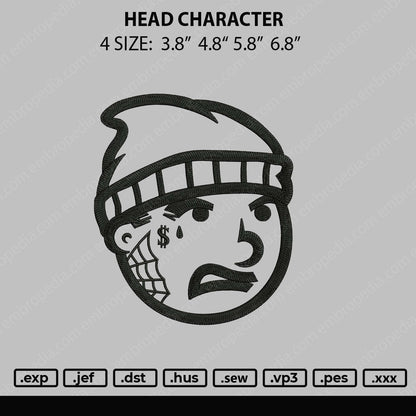 Head Character Embroidery File 4 size