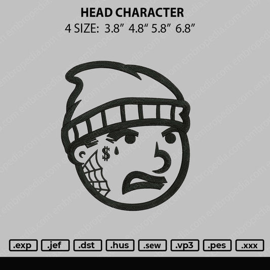 Head Character Embroidery File 4 size