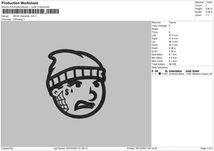 Head Character Embroidery File 4 size