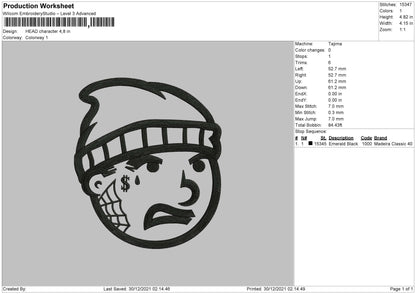 Head Character Embroidery File 4 size