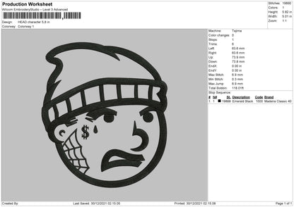 Head Character Embroidery File 4 size
