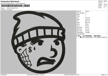 Head Character Embroidery File 4 size