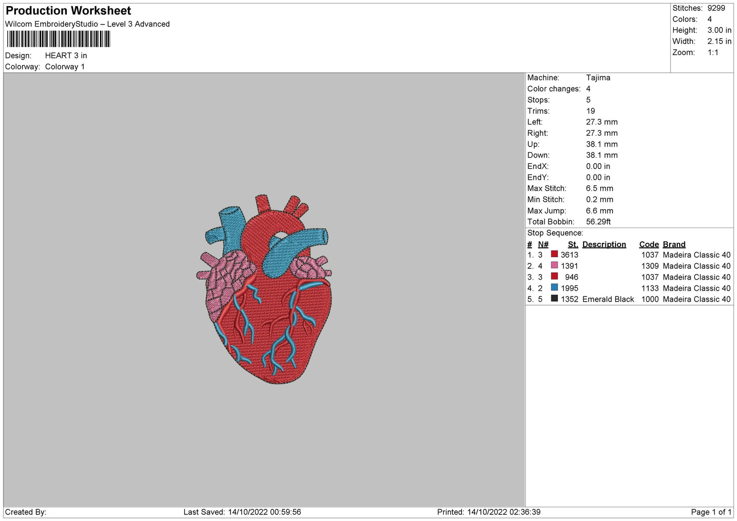 Heart Embroidery File 6 sizes