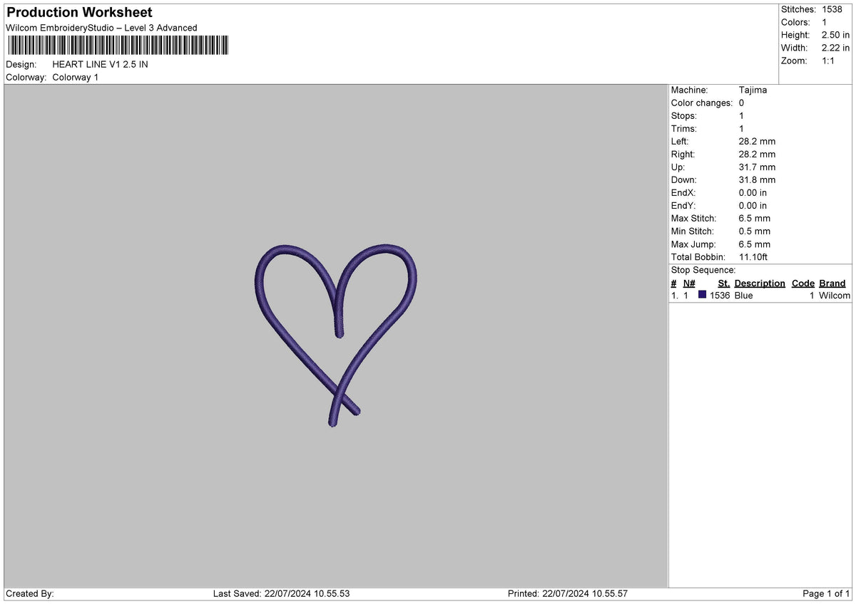 Heart Line V1 Embroidery File 6 sizes – Master Digitizer