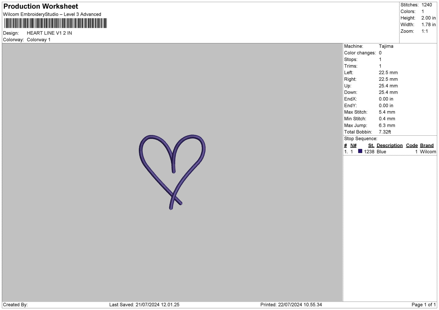 Heart Line V1 Embroidery File 6 sizes