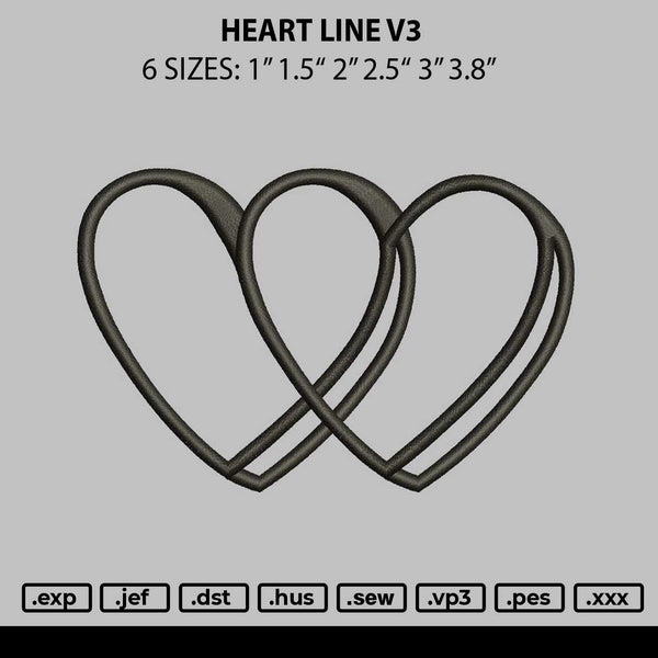 Heart Line V3 Embroidery File 6 sizes