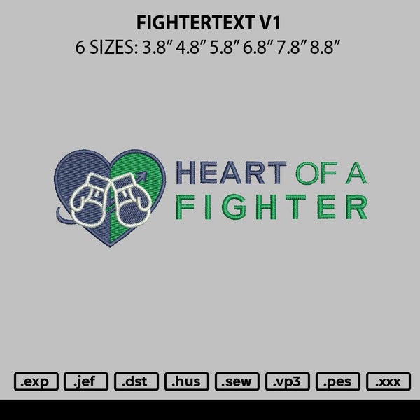 Fightertext V1 Embroidery File 6 sizes