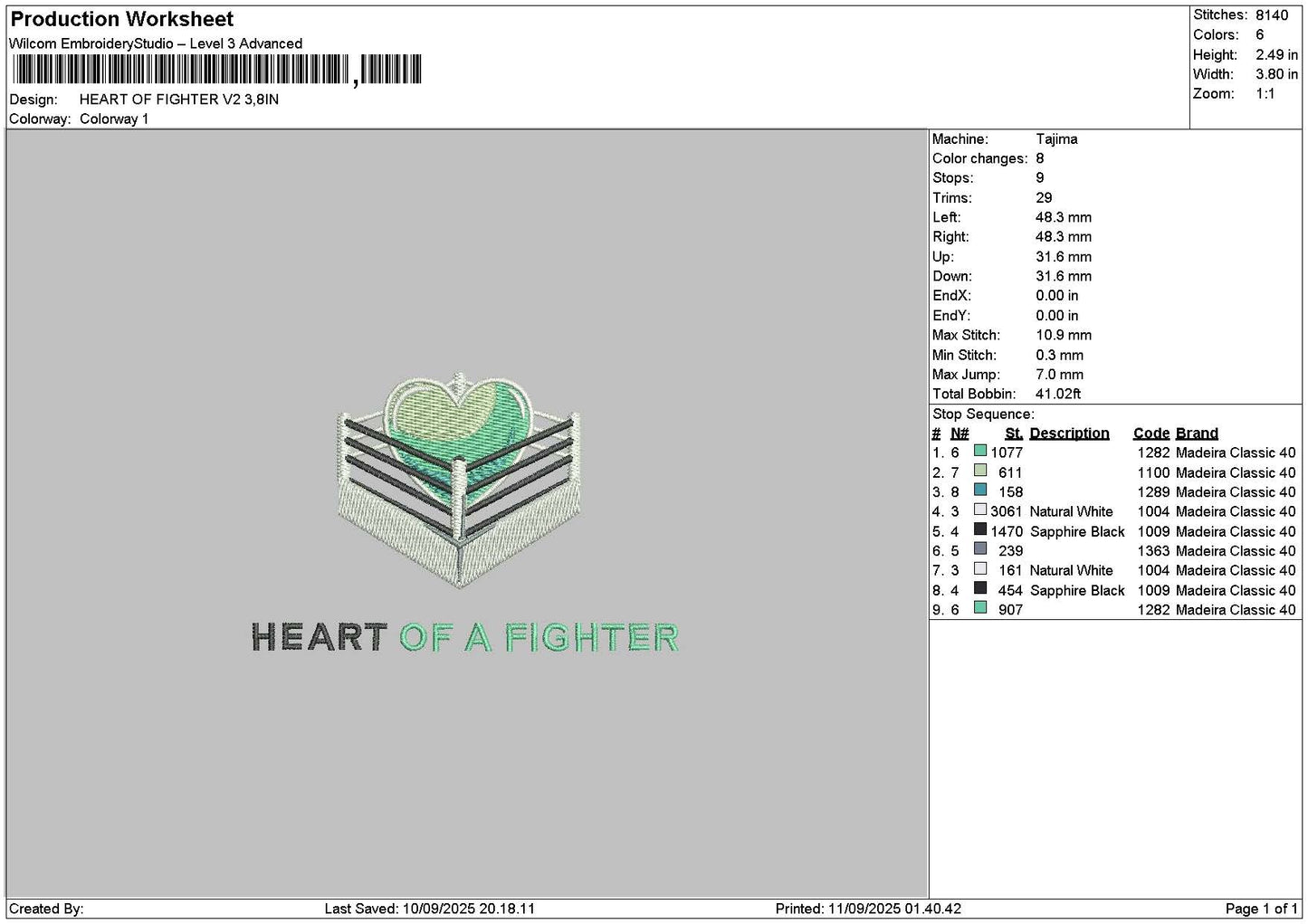 Fightertext v2 Embroidery File 6 sizes