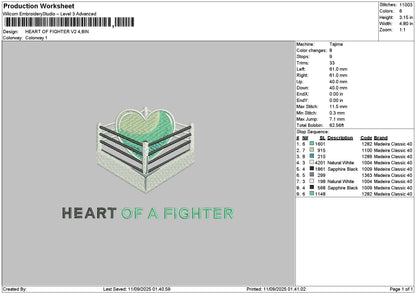 Fightertext v2 Embroidery File 6 sizes