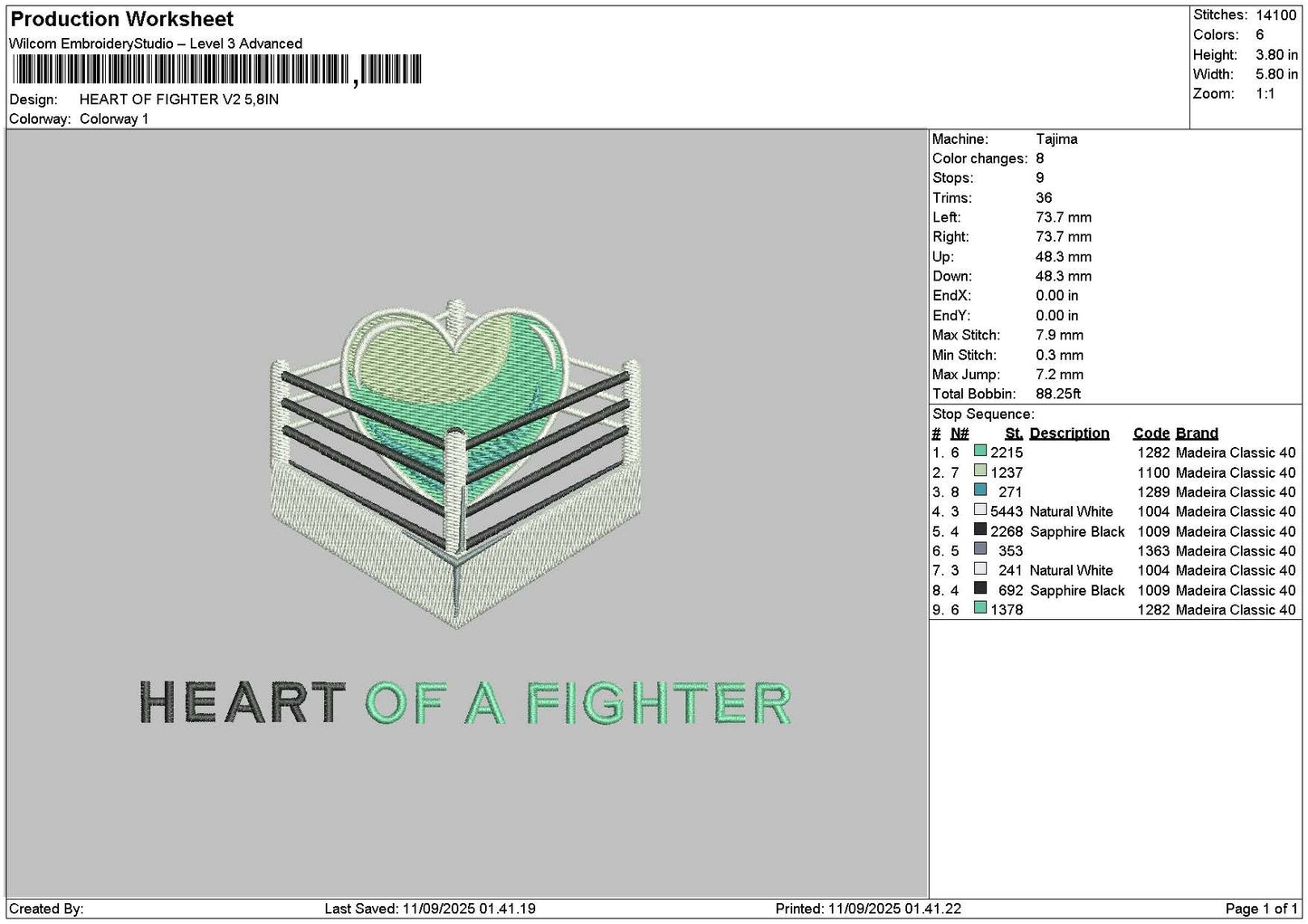 Fightertext v2 Embroidery File 6 sizes