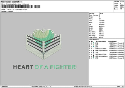 Fightertext v2 Embroidery File 6 sizes