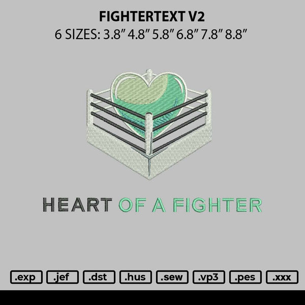 Fightertext v2 Embroidery File 6 sizes