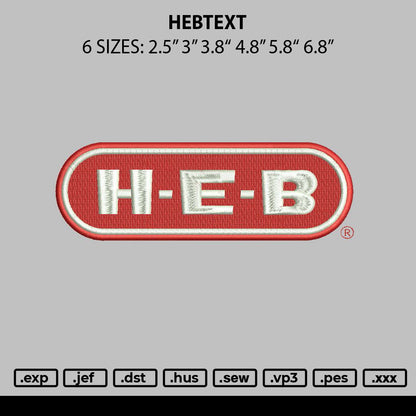 Hebtext Embroidery File 6 sizes