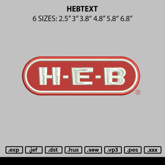 Hebtext Embroidery File 6 sizes