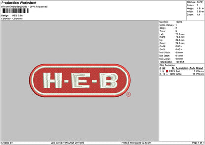 Hebtext Embroidery File 6 sizes