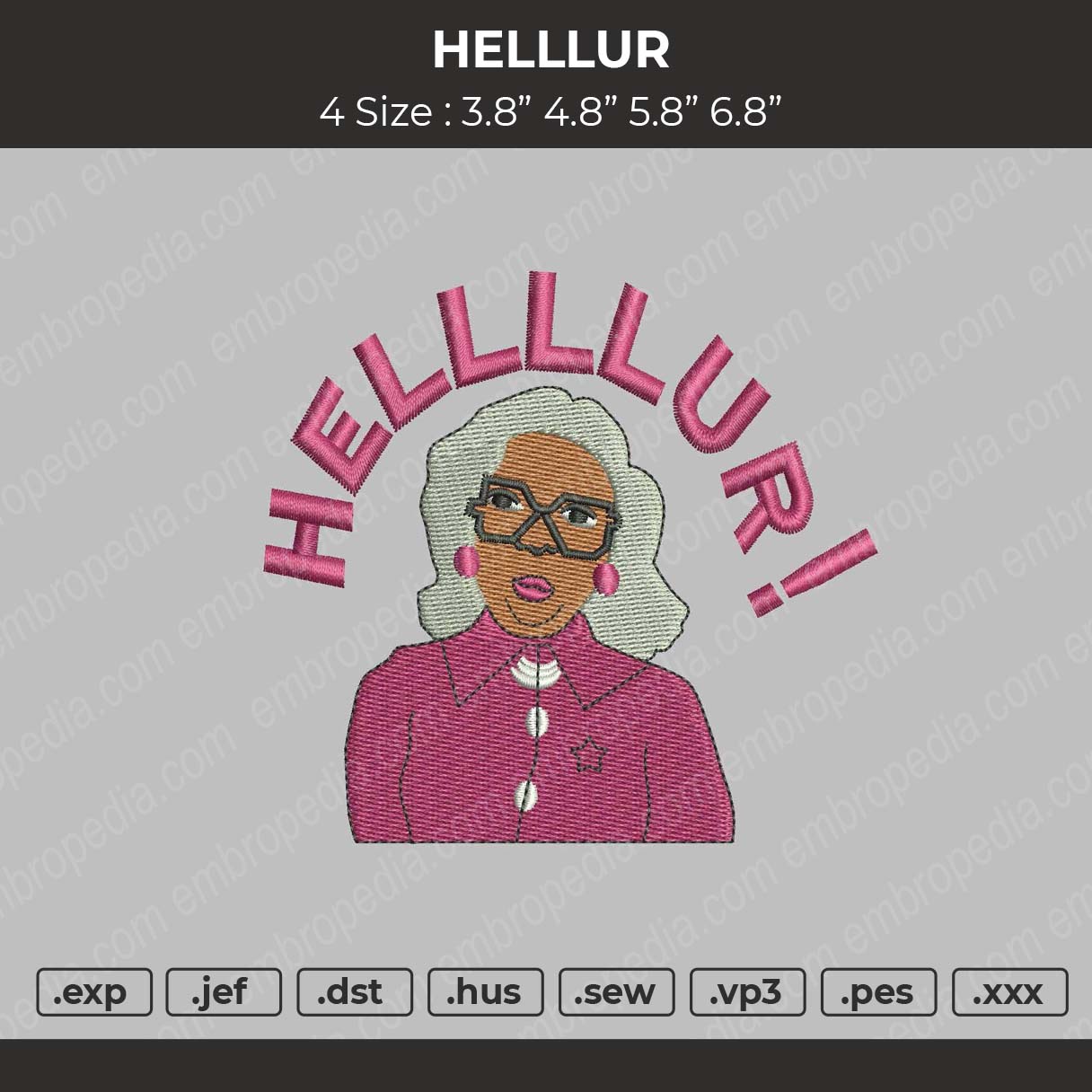 Helllur Embroidery File 4 size