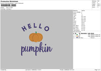 Hello Pumpkin Embroidery File 5 sizes