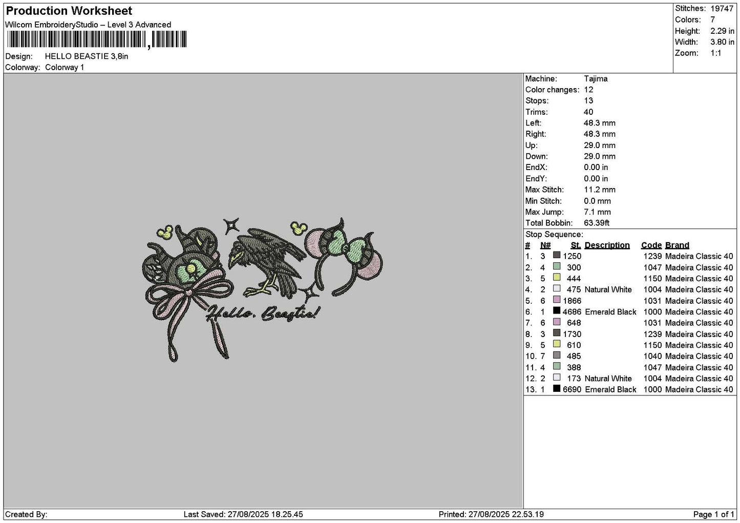Beastietext Embroidery File 6 sizes