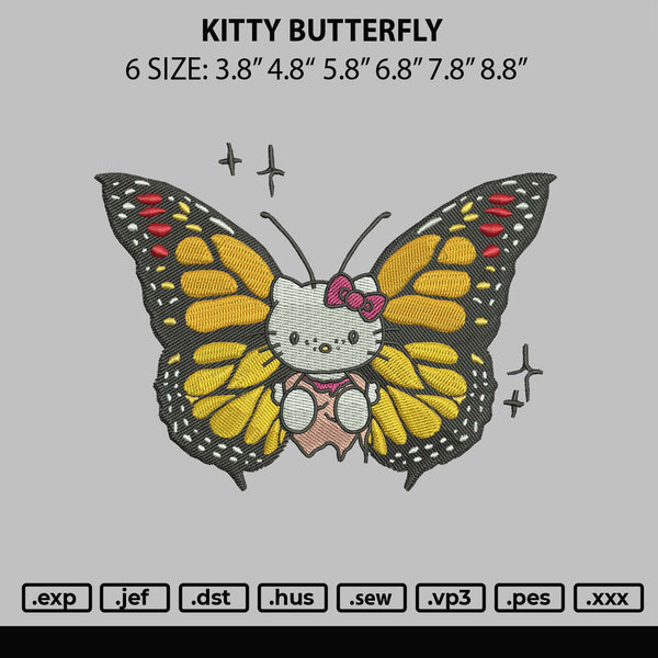 Kitty Butterfly Embroidery File 6 sizes