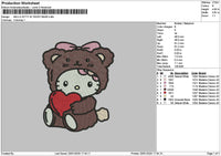 Kittybear 01 Embroidery File 6 sizes