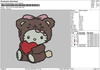 Kittybear 01 Embroidery File 6 sizes