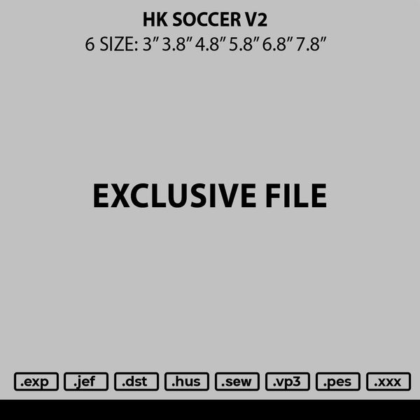 Hk Soccer v2 Embroidery File 6 sizes