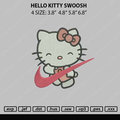 Hello Kitty Swoosh Embroidery File 4 sizes