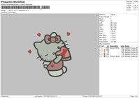 Kitty Heart Embroidery File 6 sizes