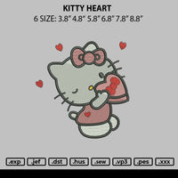 Kitty Heart Embroidery File 6 sizes