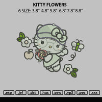 Kitty Flowers Embroidery File 6 sizes