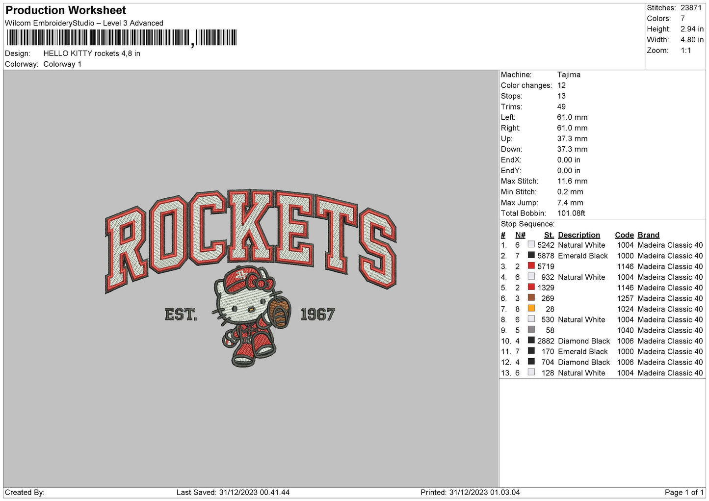 Kitty Rockets Embroidery File 6 sizes