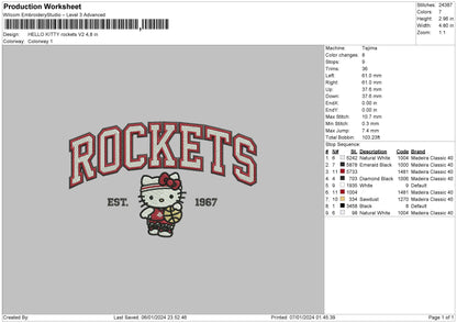 Hk Rockets V2 Embroidery File 6 sizes