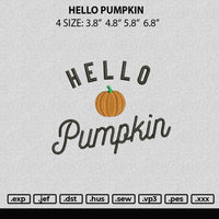 Hello Pumpkin Embroidery File 4 size