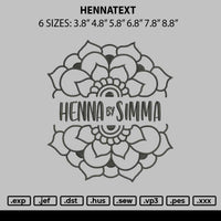 Hennatext Embroidery File 6 sizes