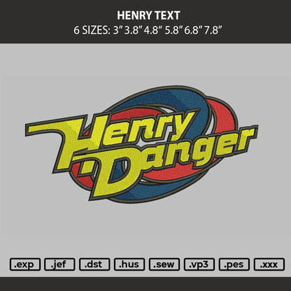 Henry Text Embroidery Machine Design File 6 sizes
