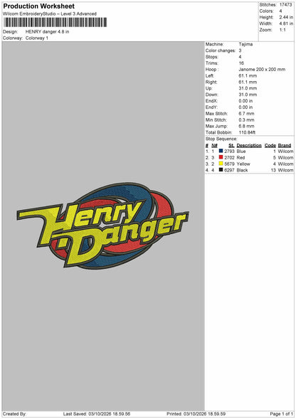 Henry Text Embroidery Machine Design File 6 sizes
