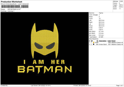 Her Batman Embroidery File 6 sizes
